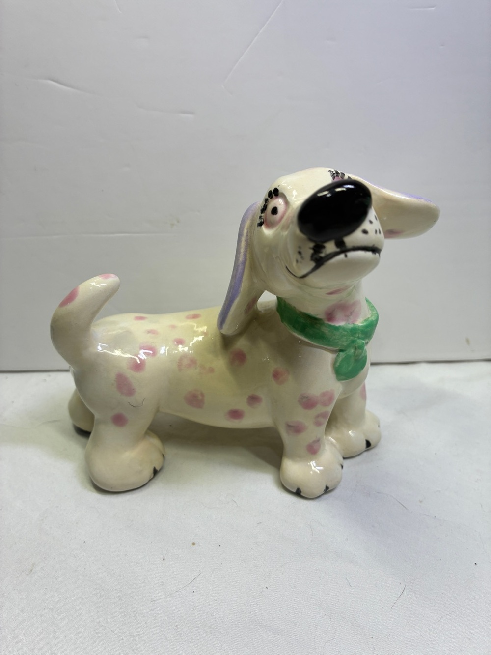 Vintage Glossy Hand Painted Dachshund With Spots Rare Unique